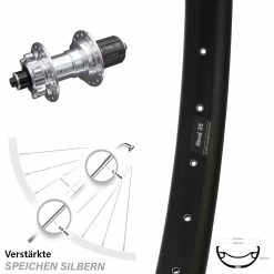 Ryde Rival 35 Disc Hinterrad 29+ Zoll KX-E Nabe Silbern-eloxiert 6 Kugellager