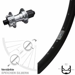 26 Zoll Hinterrad KX-E Nabe Silbern-eloxiert 12x142 Mm 6-Loch 11-fach Ryde Andra 30 Disc