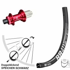 Dt-swiss 28 Zoll Hinterrad KX-G Nabe Rot-eloxiert 12x142 Mm 11-fach DT Swiss RR 411