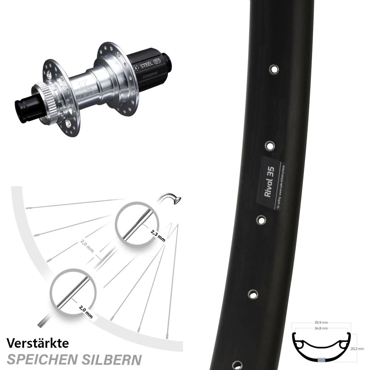27,5+ Zoll Hinterrad Ryde Rival 35 Disc KX-E 12x142 Mm 1 27,5+ Zoll Hinterrad Ryde Rival 35 Disc KX-E 12x142 Mm