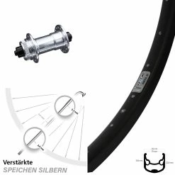 26 Zoll Vorderrad KX-E Nabe 5x100 Mm Silbern Eloxiert Ryde Andra 30 Disc Centerlock