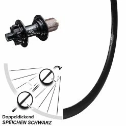28 Zoll Hinterrad KX-M Schwarz 12x142 Mm Road 11-fach Ryde DP 16 Disc 6-Loch