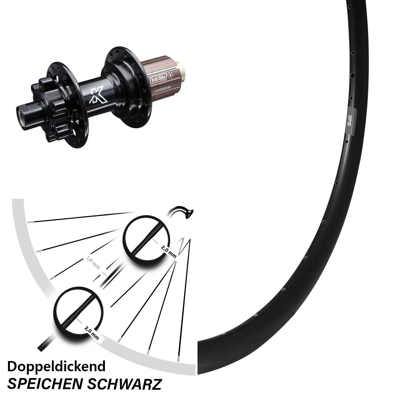 28 Zoll Hinterrad KX-M Schwarz 12x142 Mm Road 11-fach Ryde DP 16 Disc 6-Loch 1 28 Zoll Hinterrad KX-M Schwarz 12x142 Mm Road 11-fach Ryde DP 16 Disc 6-Loch