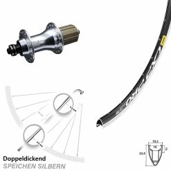 28 Zoll Hinterrad 5x130 Mm Novatec F162 Silbern Mavic CXP Pro