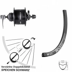 Dt-swiss DT Swiss R 500 Shimano DH-3D37 Nabendynamo Vorderrad