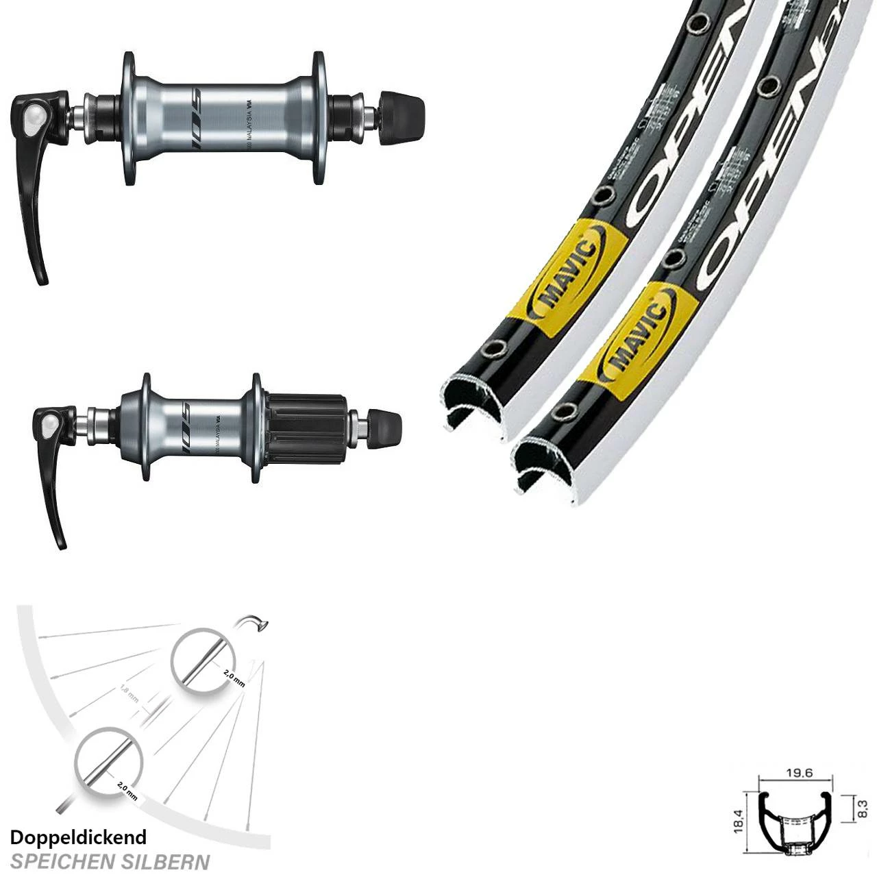 Mavic Rennrad Laufradsatz Open Pro Shimano 105 Schwarz 28 Zoll 1 Mavic Rennrad Laufradsatz Open Pro Shimano 105 Schwarz 28 Zoll