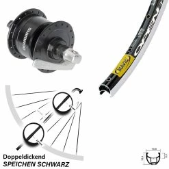 Vorderrad Fahrrad 28 Zoll Mavic Open Pro SUP Schwarz Shimano DH3N72 Dynamo