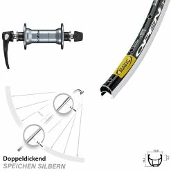 Vorderrad Fahrrad 28 Zoll Mavic Open Pro SUP Shimano 105, Schwarz