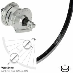 Vorderrad Shimano DH3N72 Nabendynamo 28 Zoll Ryde Sputnik Schwarz